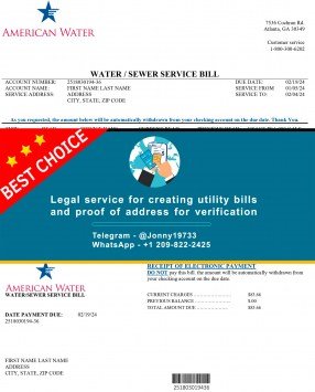 Georgia American Water Sample Fake utility bill